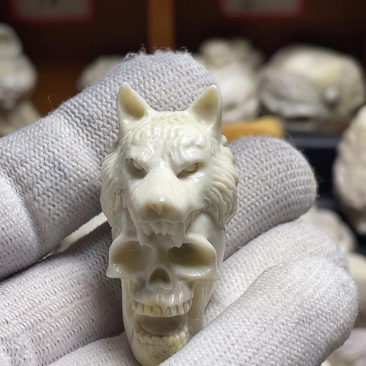 偷***猫非金属皮质配饰鹿角雕刻狼头骷髅