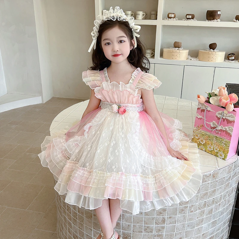 女童连衣裙夏装2025新款洋气儿童公主吊带礼服女孩夏季蓬蓬纱裙子