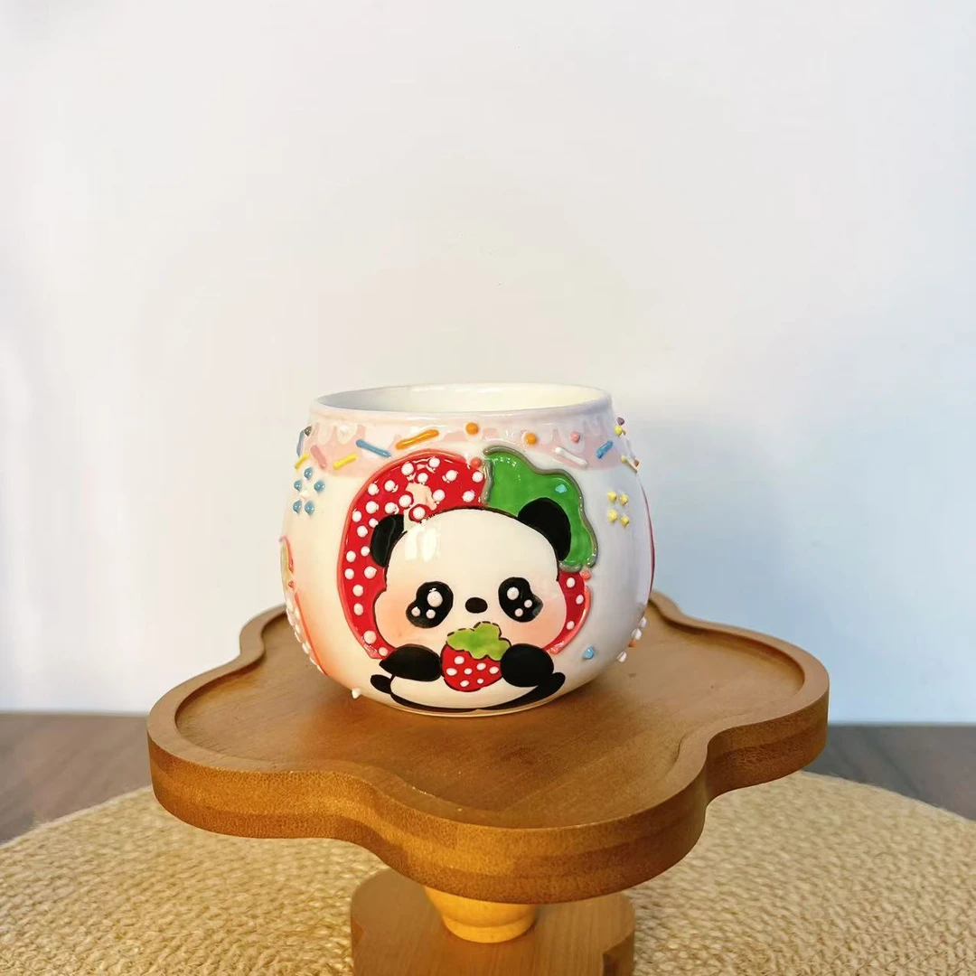 【直播-不带盒子】高温釉下彩手握杯立体卡通手绘手工陶瓷杯193