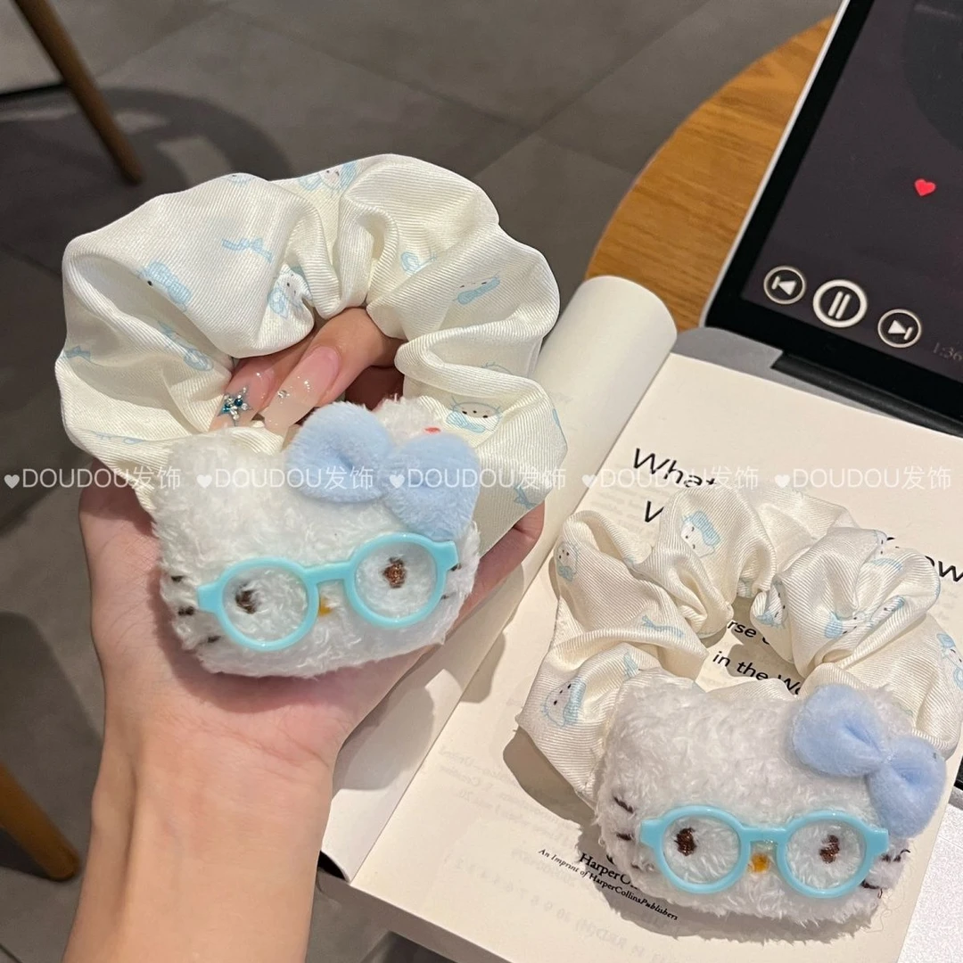 可爱眼镜发圈甜妹百搭kitty大肠马尾头绳超仙少女发绳皮筋ins