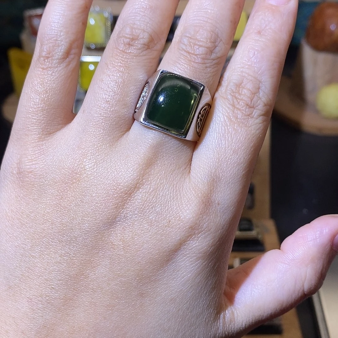 张***9蓝珀银S925镶嵌戒指