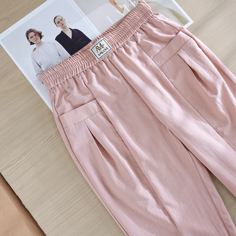 冰丝九分哈伦裤女2025新款夏季薄款高腰宽松显瘦女士休闲萝卜裤