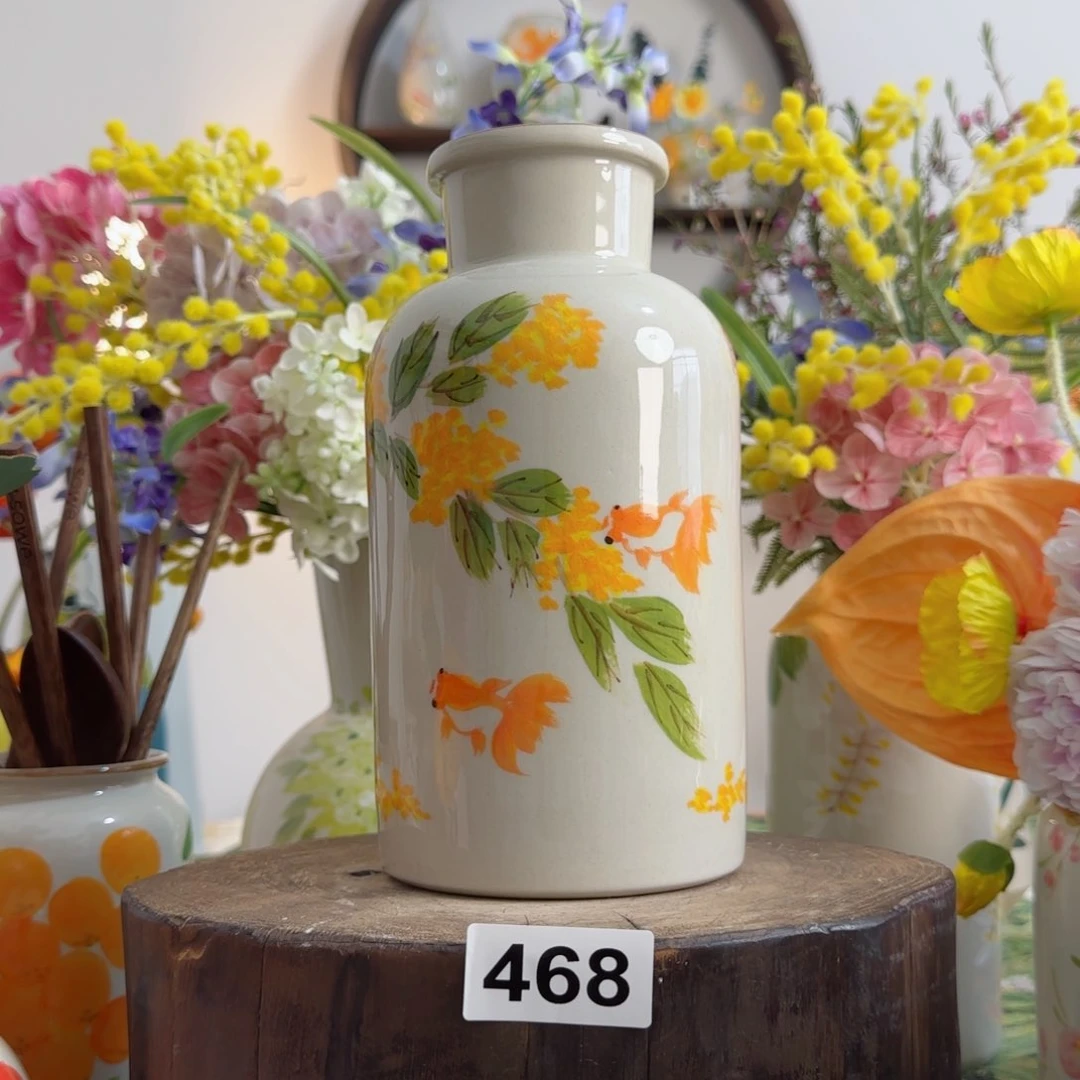 摆件景德镇纯手绘陶瓷小花瓶摆件无孔