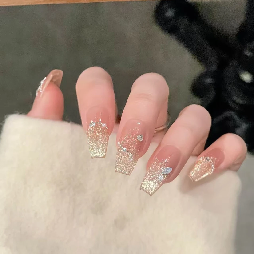 【星辰女神】新款高品质纯手工穿戴甲美甲贴穿戴式光疗猫眼蝴蝶