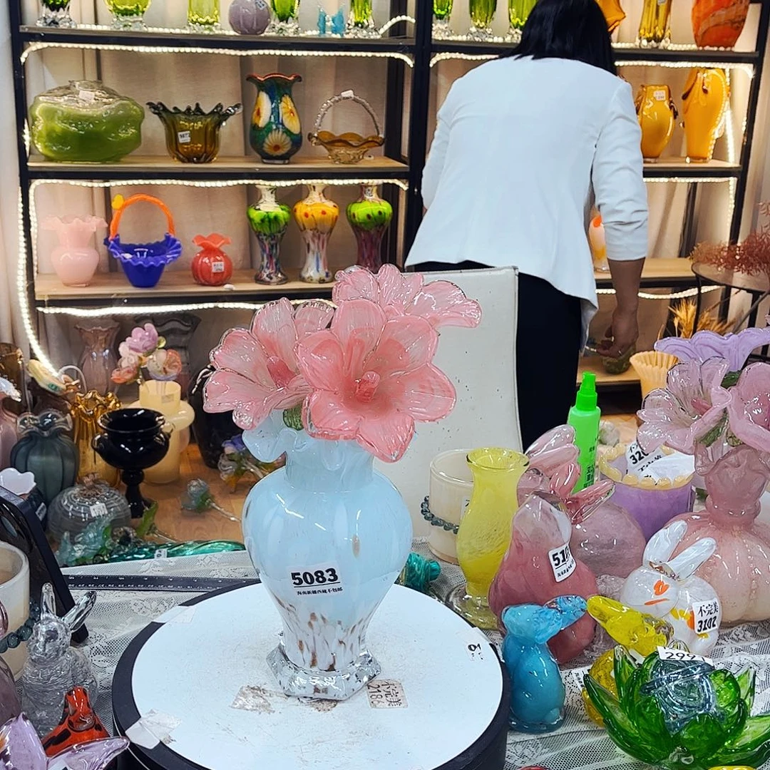 3花+1瓶家悦美居琉璃摆件