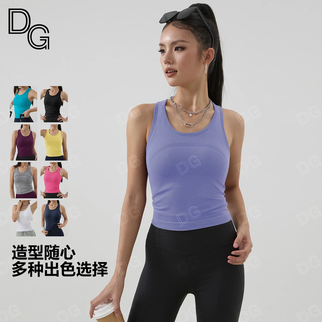 一体式透气运动健身带胸垫工字美背瑜伽背心普拉提运动健身衣172