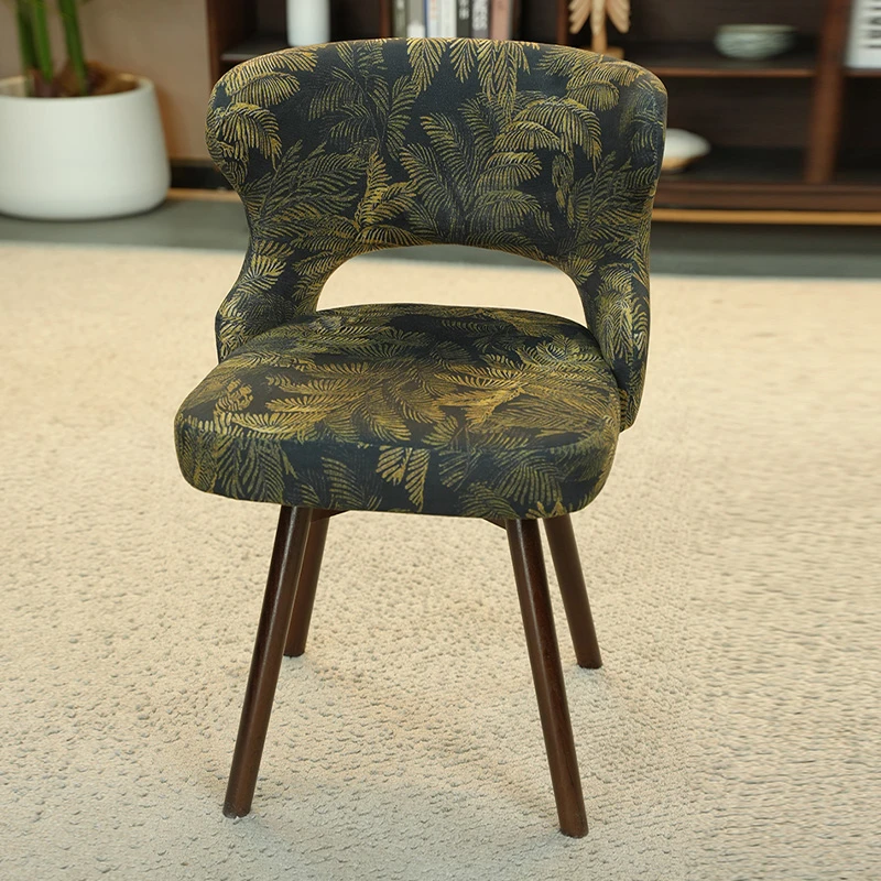 【鎏金花纹餐椅松弛感360度旋转】餐椅化妆椅学习椅椅靠背椅不无竹