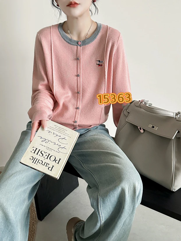 ·MY·2025新款细针织套头衫休闲圆领撞色打底针织衫