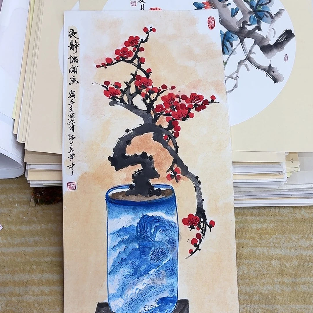 国画66.33手绘作品卡纸画