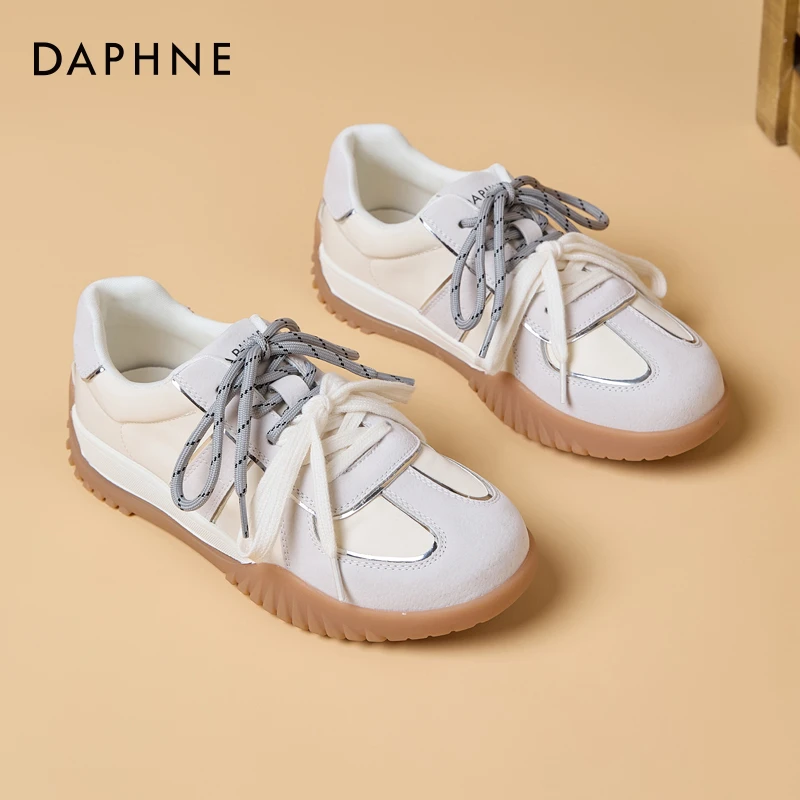 达芙妮拼色德训鞋新款春季软底芭蕾运动鞋感休闲时尚百搭女鞋板鞋