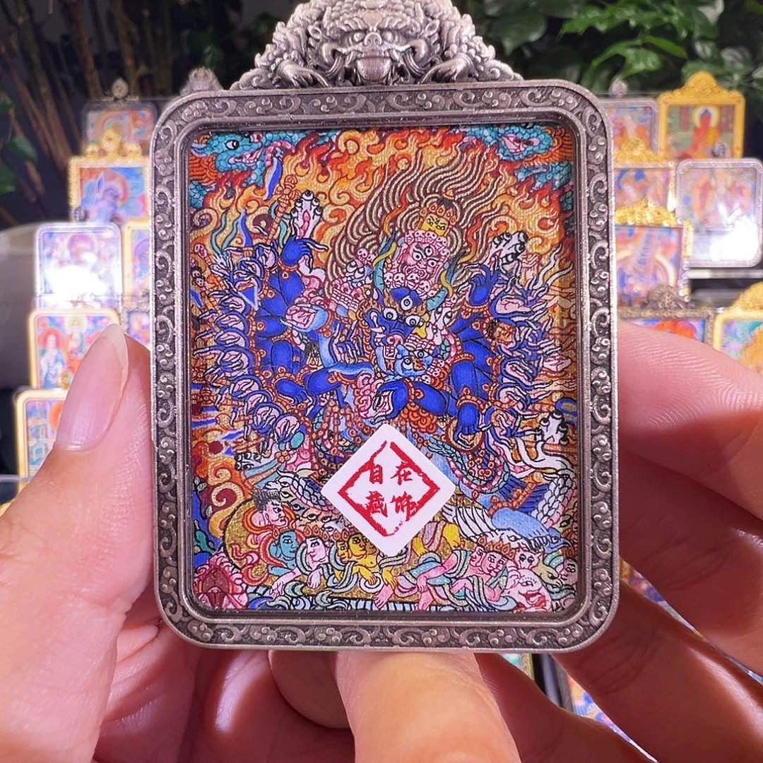 吊坠大威德热贡纯手绘唐卡