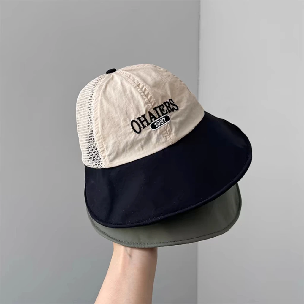 ins儿童遮太阳防晒鸭舌帽子夏季薄款镂空男孩女童宝宝大檐渔夫帽