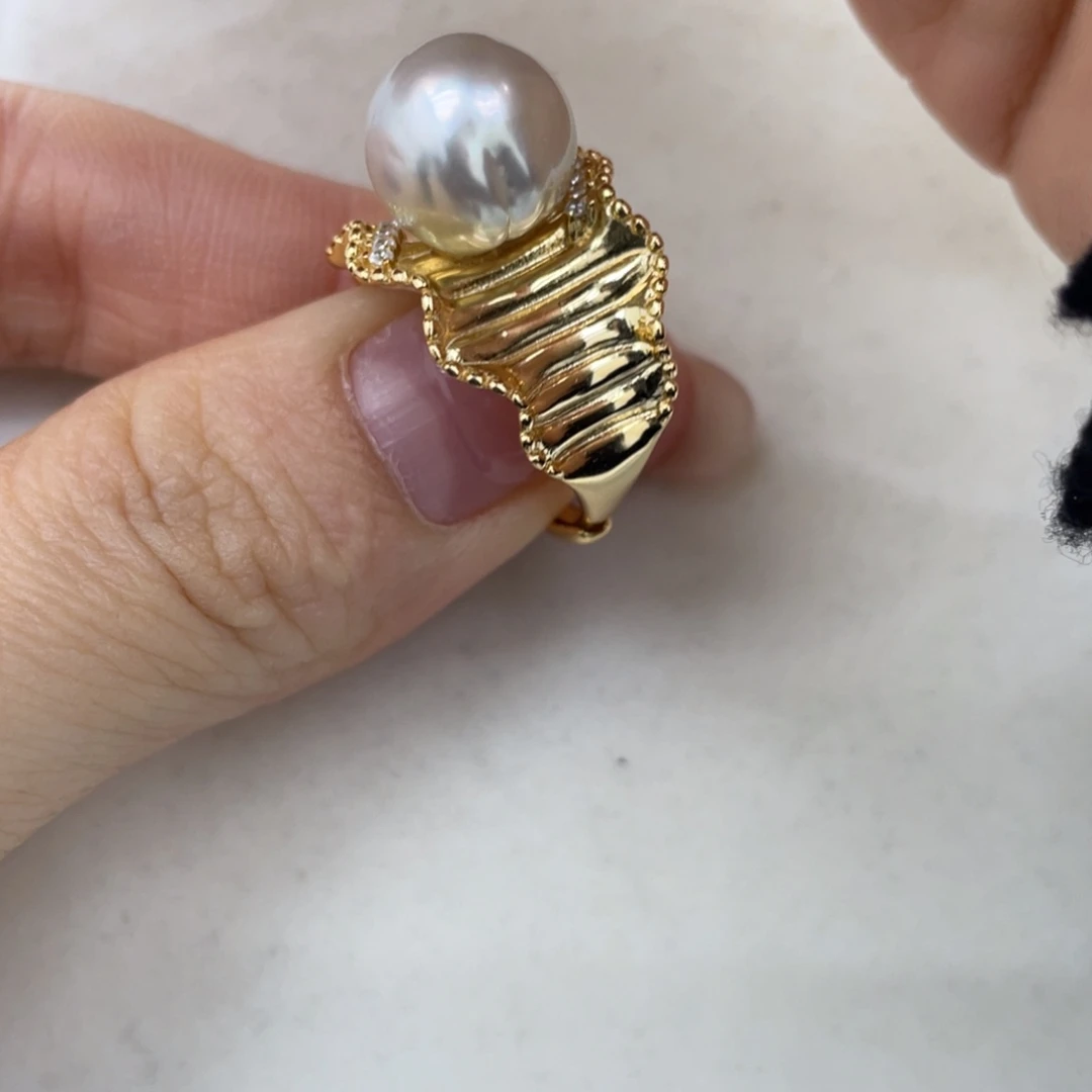 海水珍珠戒指银S925镶嵌