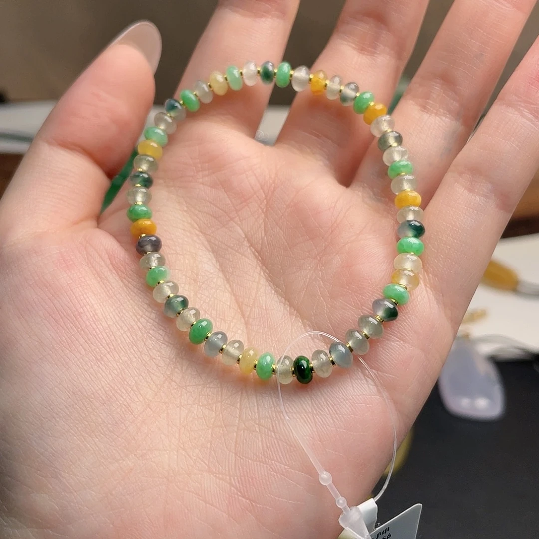 翡翠未镶嵌手串算盘珠