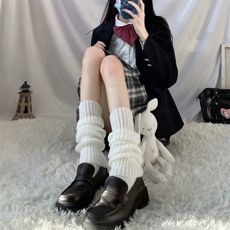 Lolita针织堆堆袜套日系加长jk小腿袜修饰腿型袜子腿套显瘦遮腿型