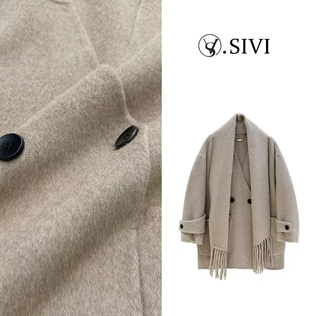 熙薇【卡布奇诺】冬季新款时尚气质中长款羊毛大衣外套YR87002