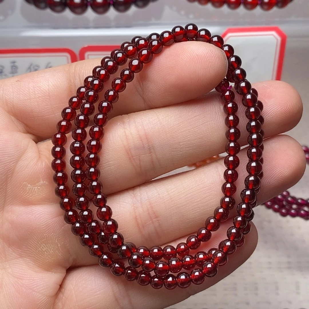 手链石榴石未镶嵌卡4酒红色全净体毕业级