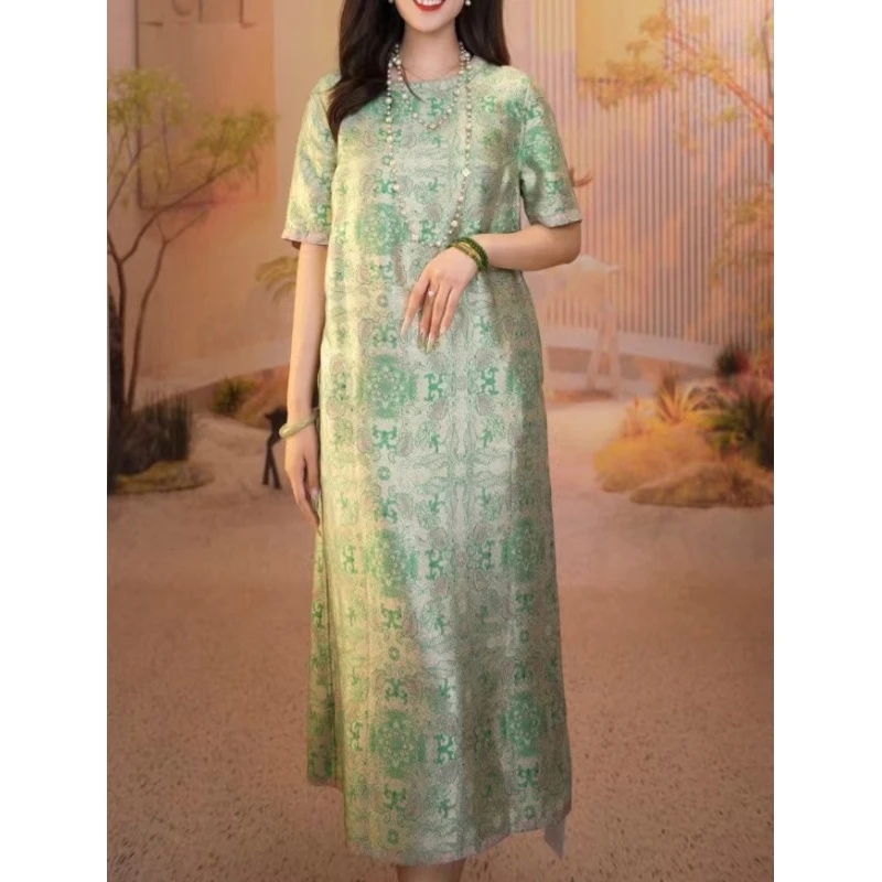 金枝玉叶｜宋锦连衣裙双面穿新中式显贵气女装2024B357-悠悠