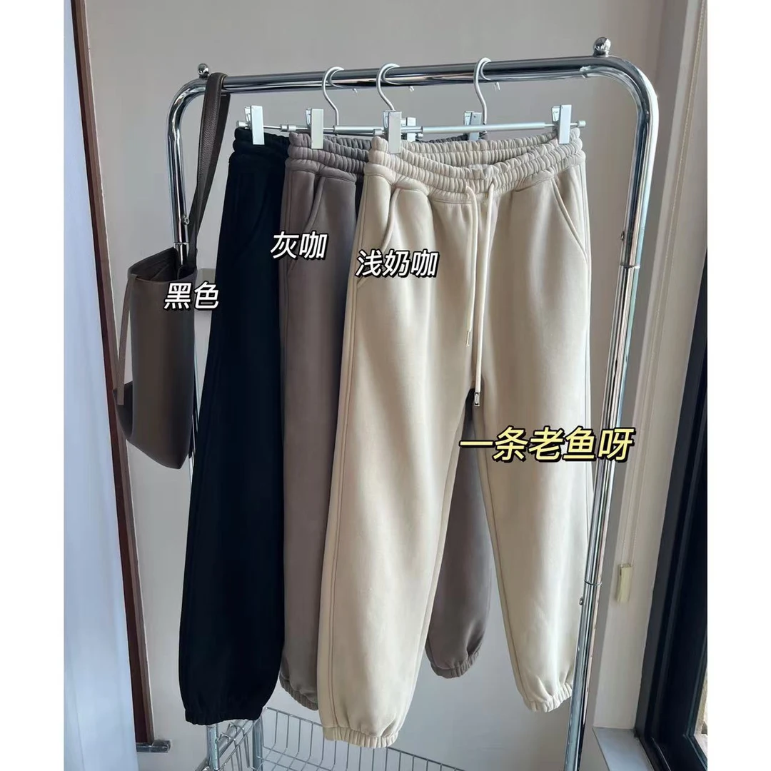 R 加绒加厚 奥利绒束口卫裤女 冬季休闲裤