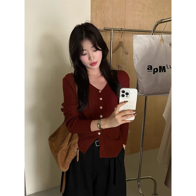 【高级灰】开衫外套3650超柔软新款高品质V领针织上衣