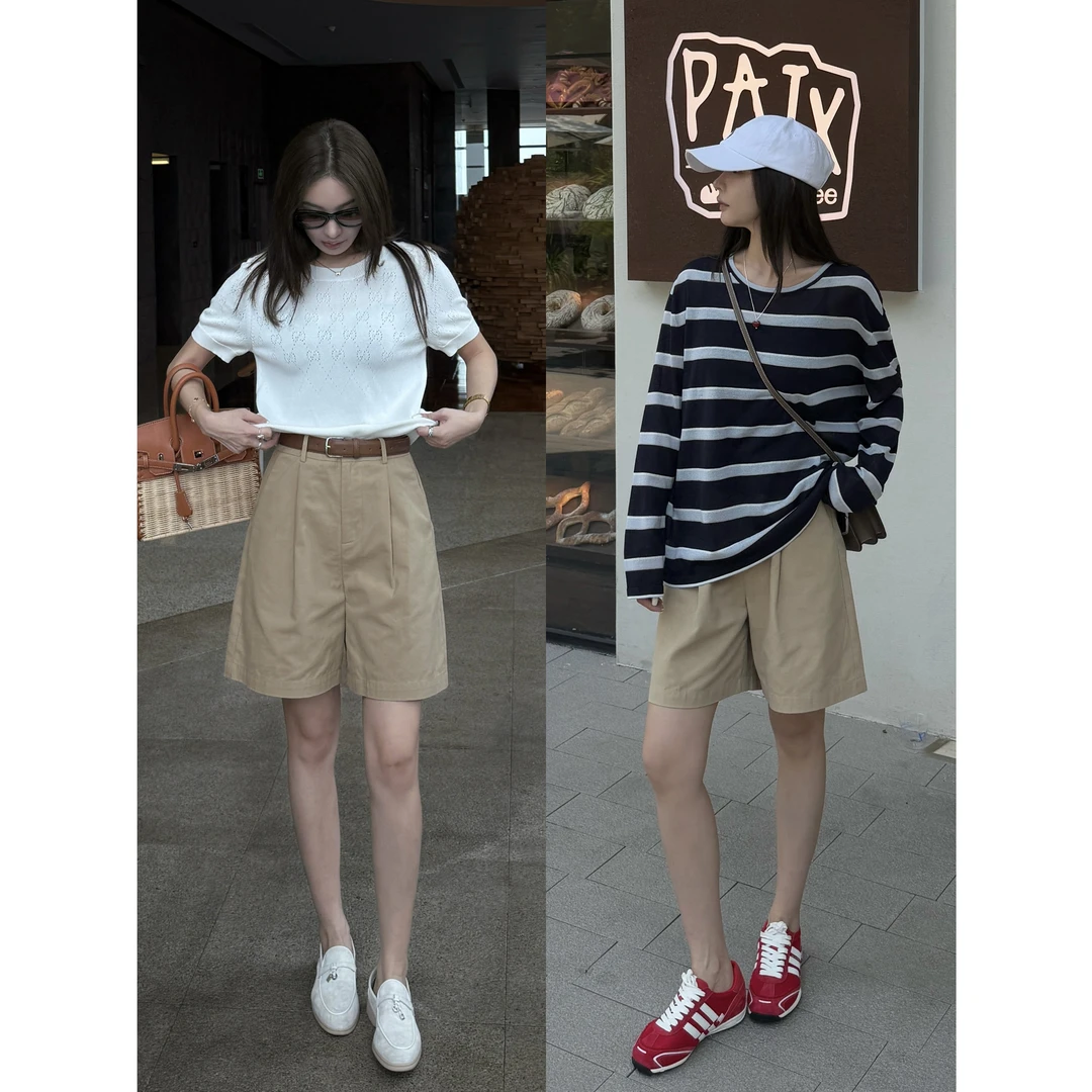 【暖紗迷境】"T丝短裤”高品设计感压褶百搭舒适山本休闲四分裤21699