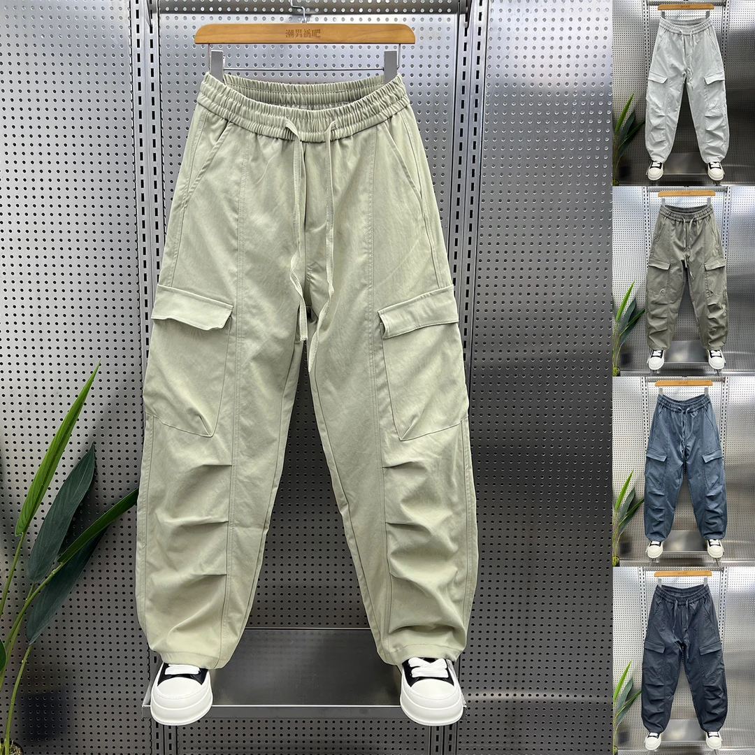 2025美式街头弯刀工装裤男秋季痞帅阔腿休闲裤新款纯色宽松直筒裤