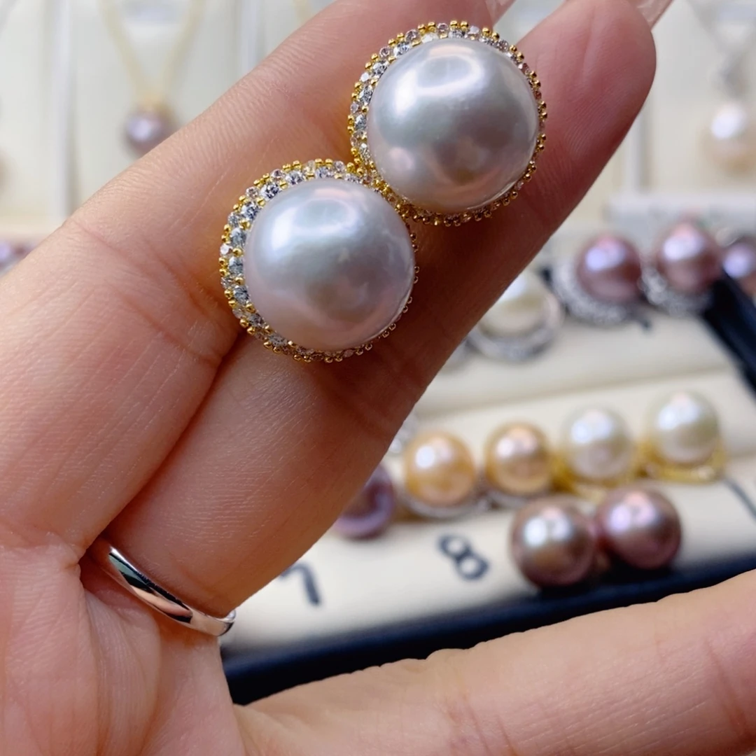 淡水珍珠耳饰合金