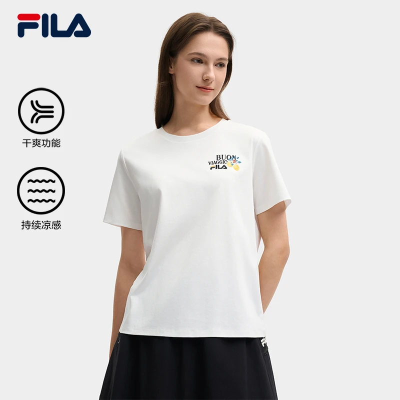 【干爽凉感】FILA/斐乐女夏季新款休闲透气T恤圆领短袖F11W528108F