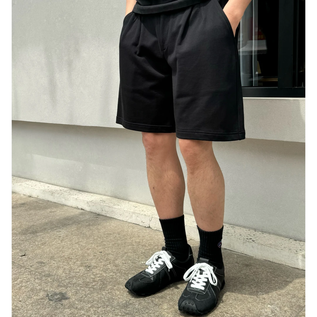 【BOLEXM】极简黑毛圈短卫裤