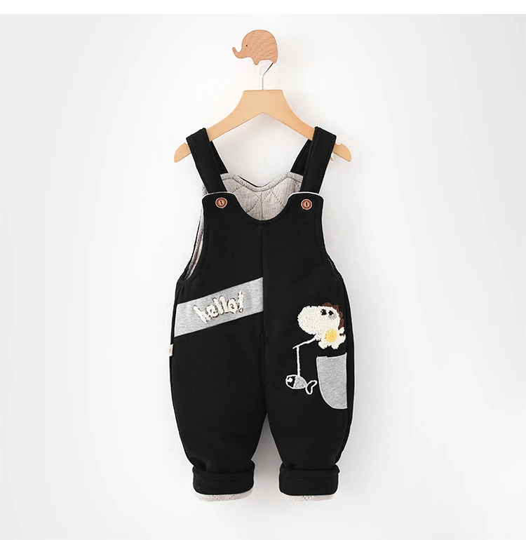 宝宝加棉背带裤男童裤子秋冬款女童柔软婴幼儿可开裆棉裤婴儿童装