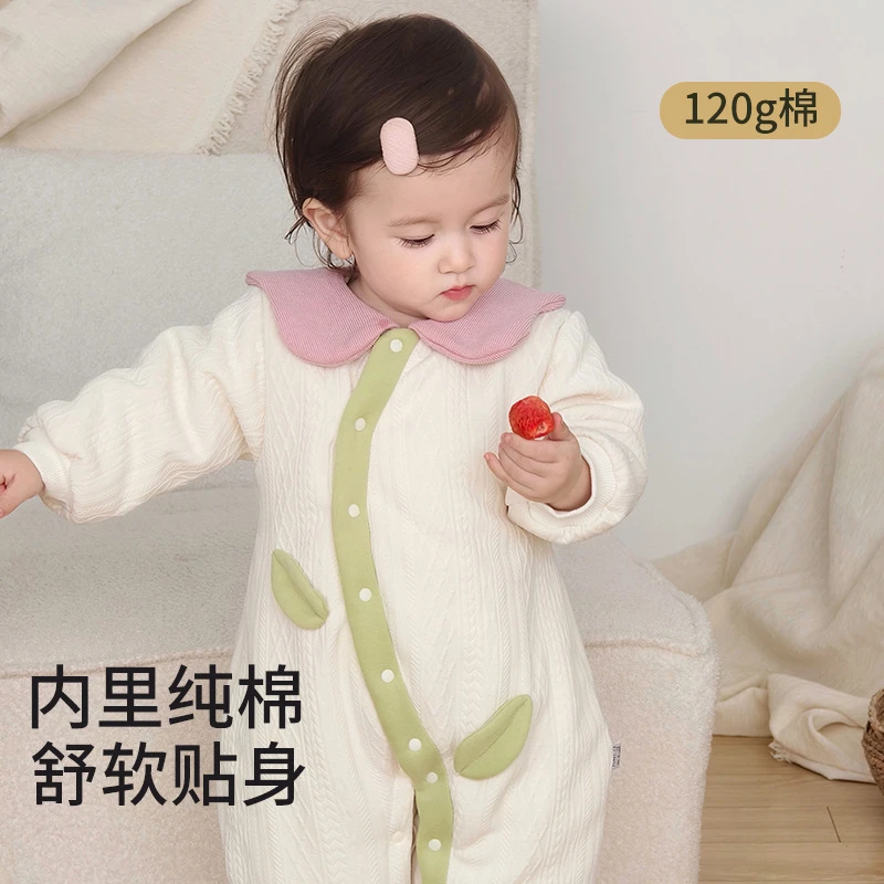婴儿衣服春秋装连体衣爬服小月龄女宝宝洋气哈衣百天秋季外出服