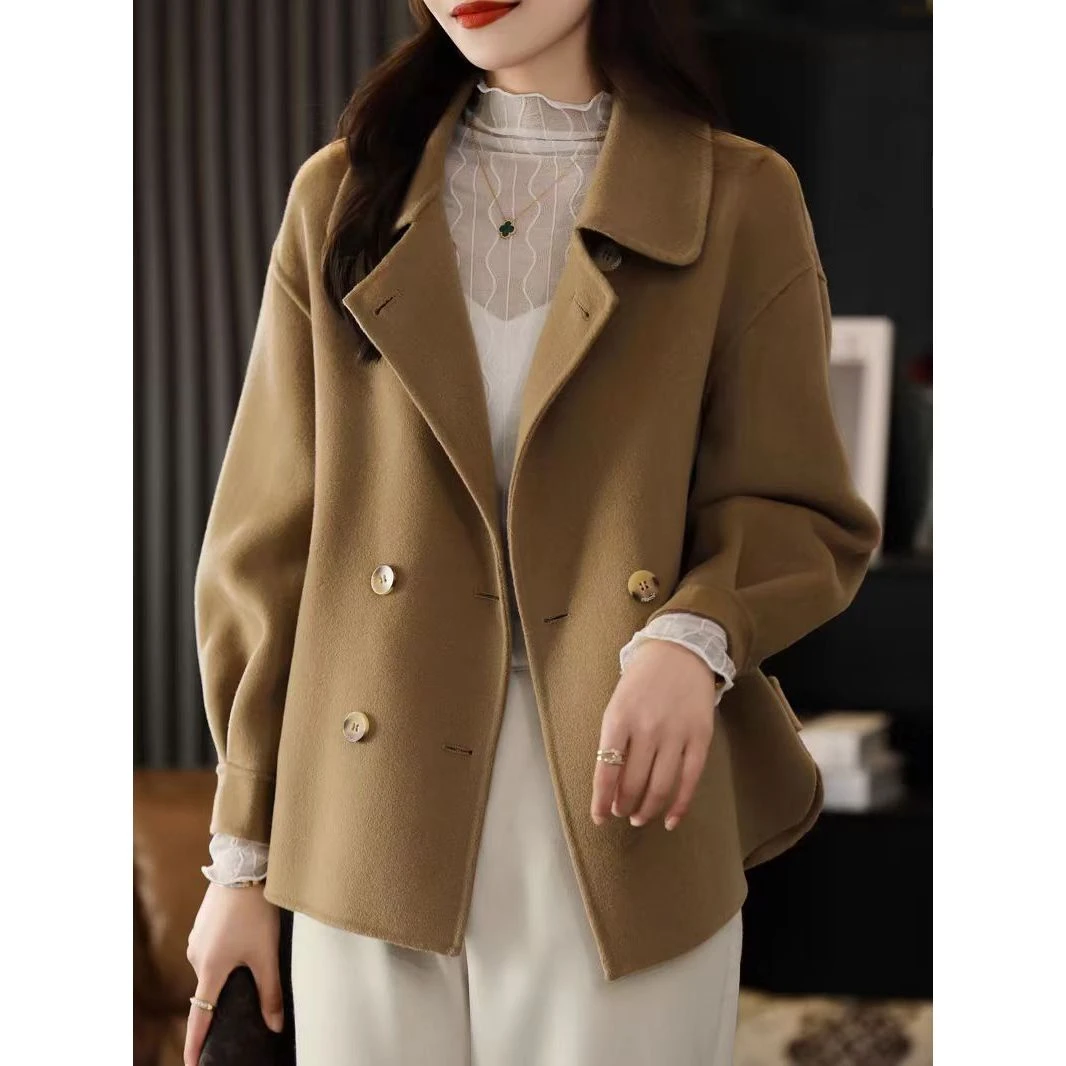 9035 YS女外套春季显瘦时尚宽松毛呢小个子短款百搭气质上衣外套