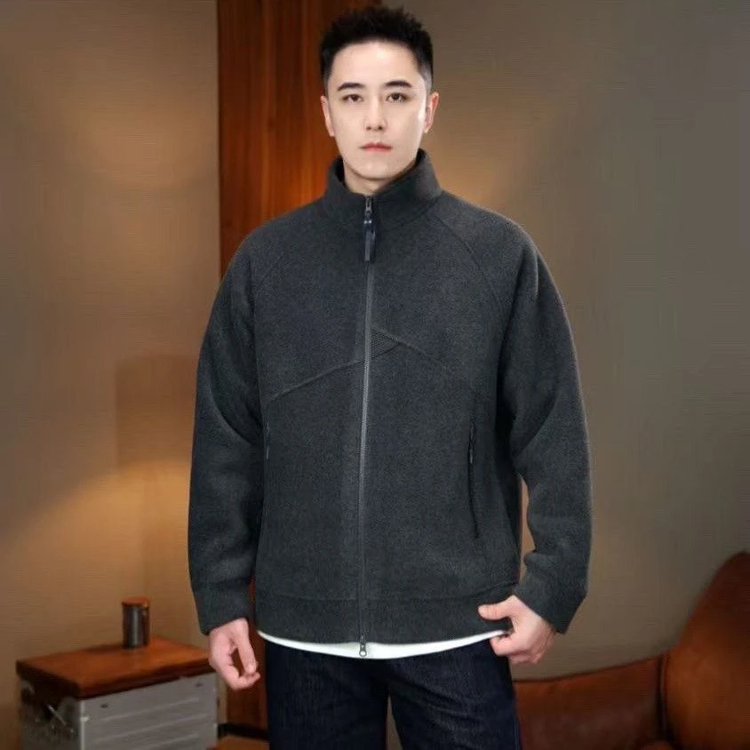 2025秋冬新款3.0版爆款双面摇粒绒立领拉链外套男女同款立领外套