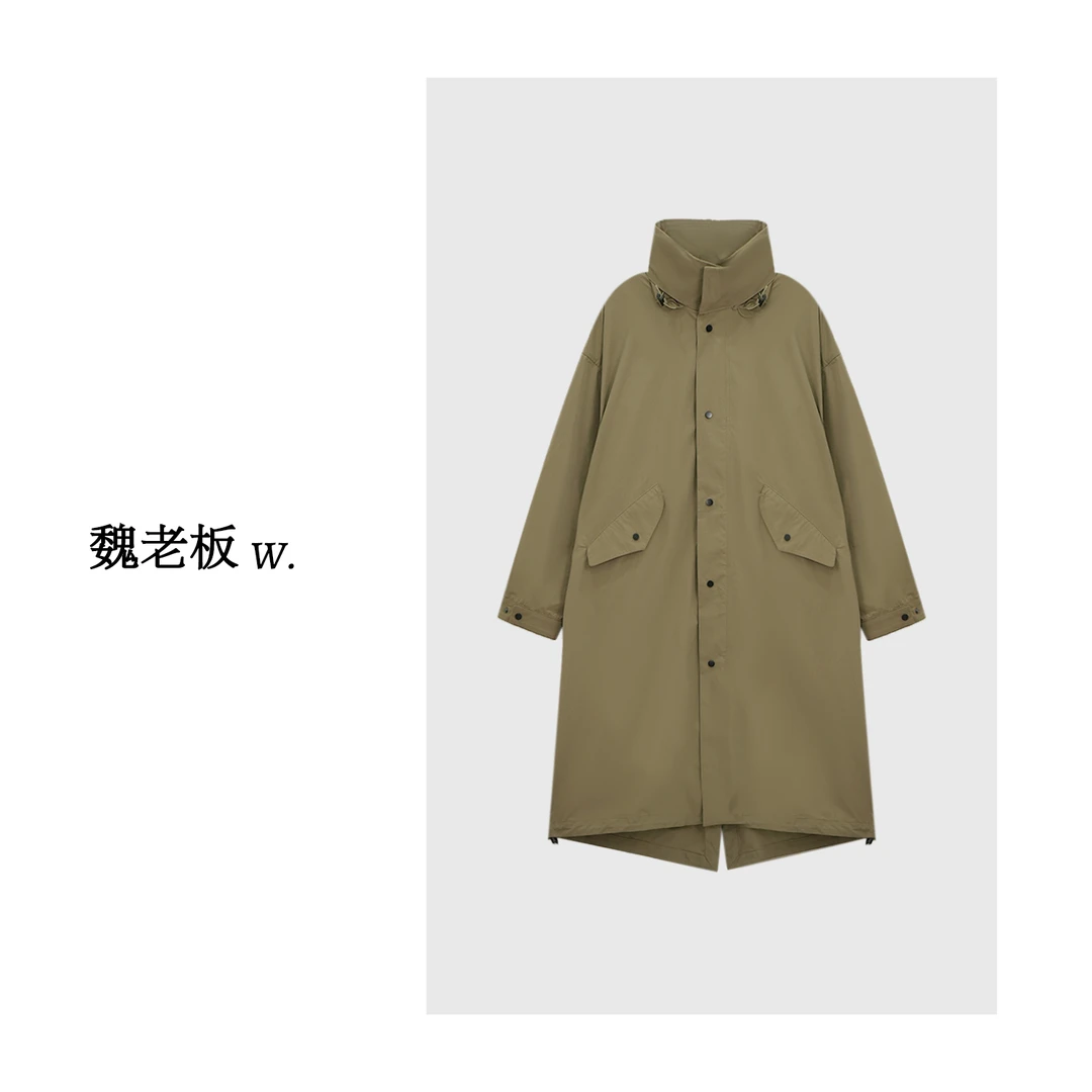 W.Diva【北方佳人】三醋酸百搭休闲宽落肩立体A廓形风衣女1CDM0C141