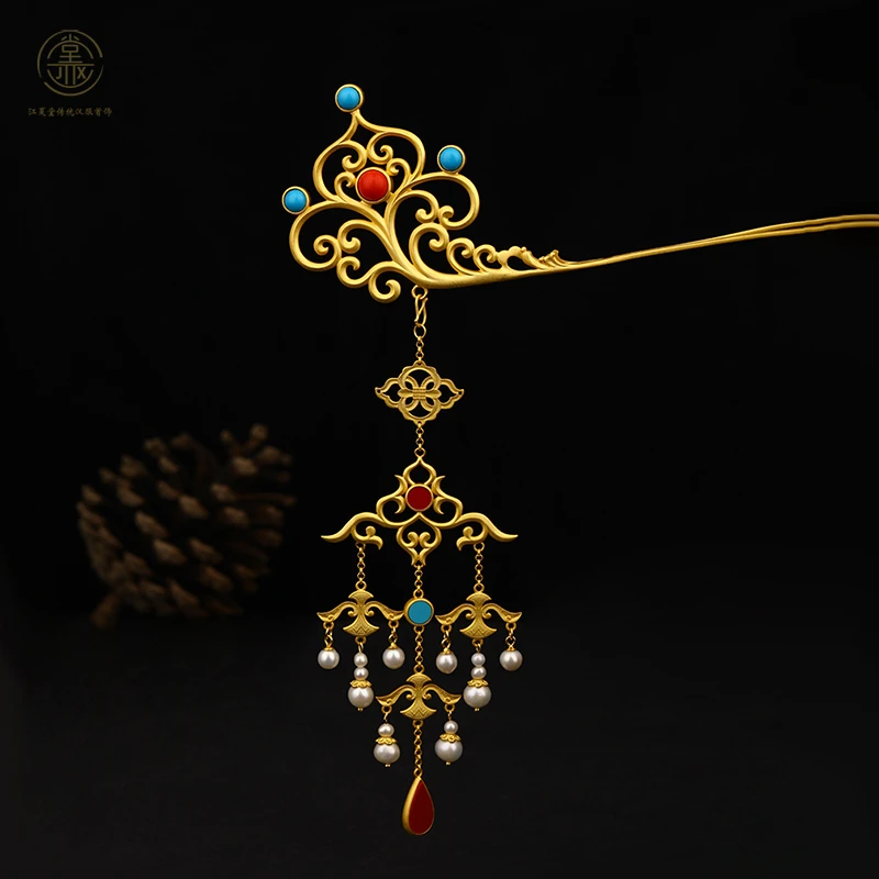 925银银制品 S925银 唐风发钗发簪步摇流苏簪子古风汉服配饰古典