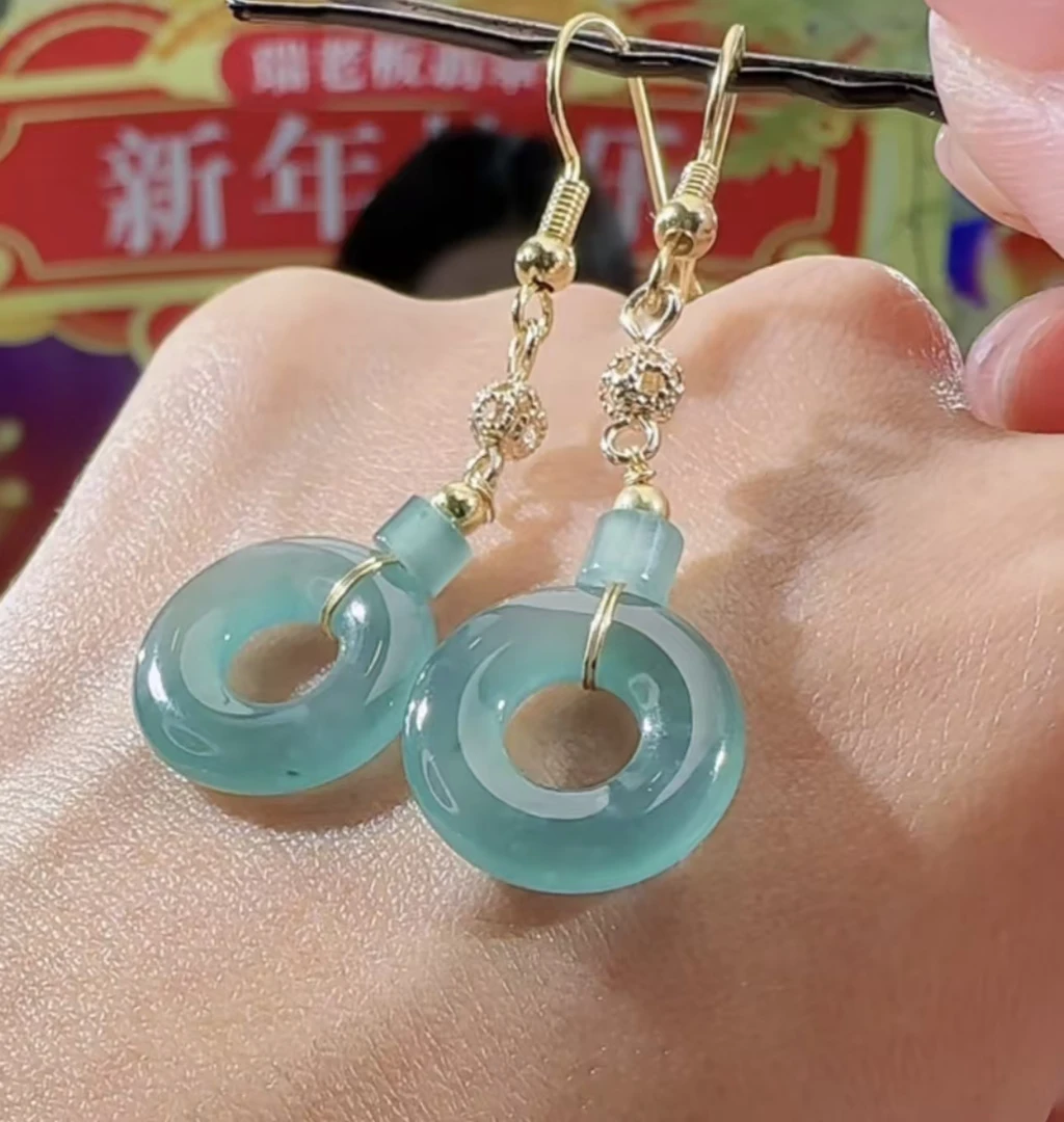 翡翠甜甜圈耳饰（多样性发一）