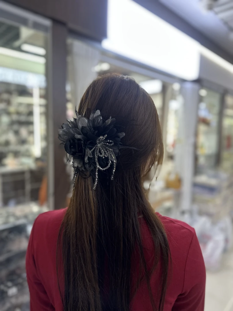 韩系重工大肠发圈国风方巾马尾抓夹超大蛮腰小蛮腰鲨鱼夹蛋糕裙