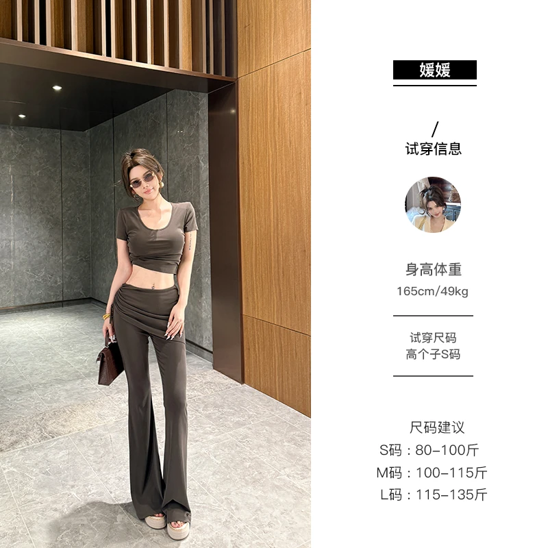 媛媛【初夏宣告】纯欲辣妹显瘦百搭时尚套装上衣+裤子+屁帘#TZ0709