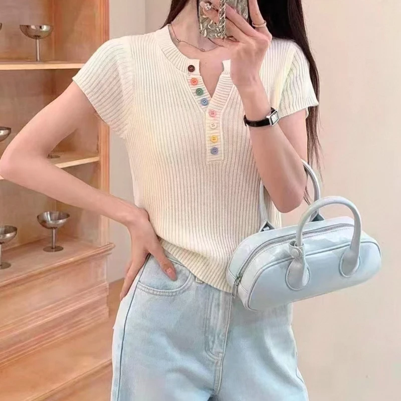 韩版设计感显瘦冰丝坎肩上衣2025夏季新款洋气时尚百搭减龄短袖