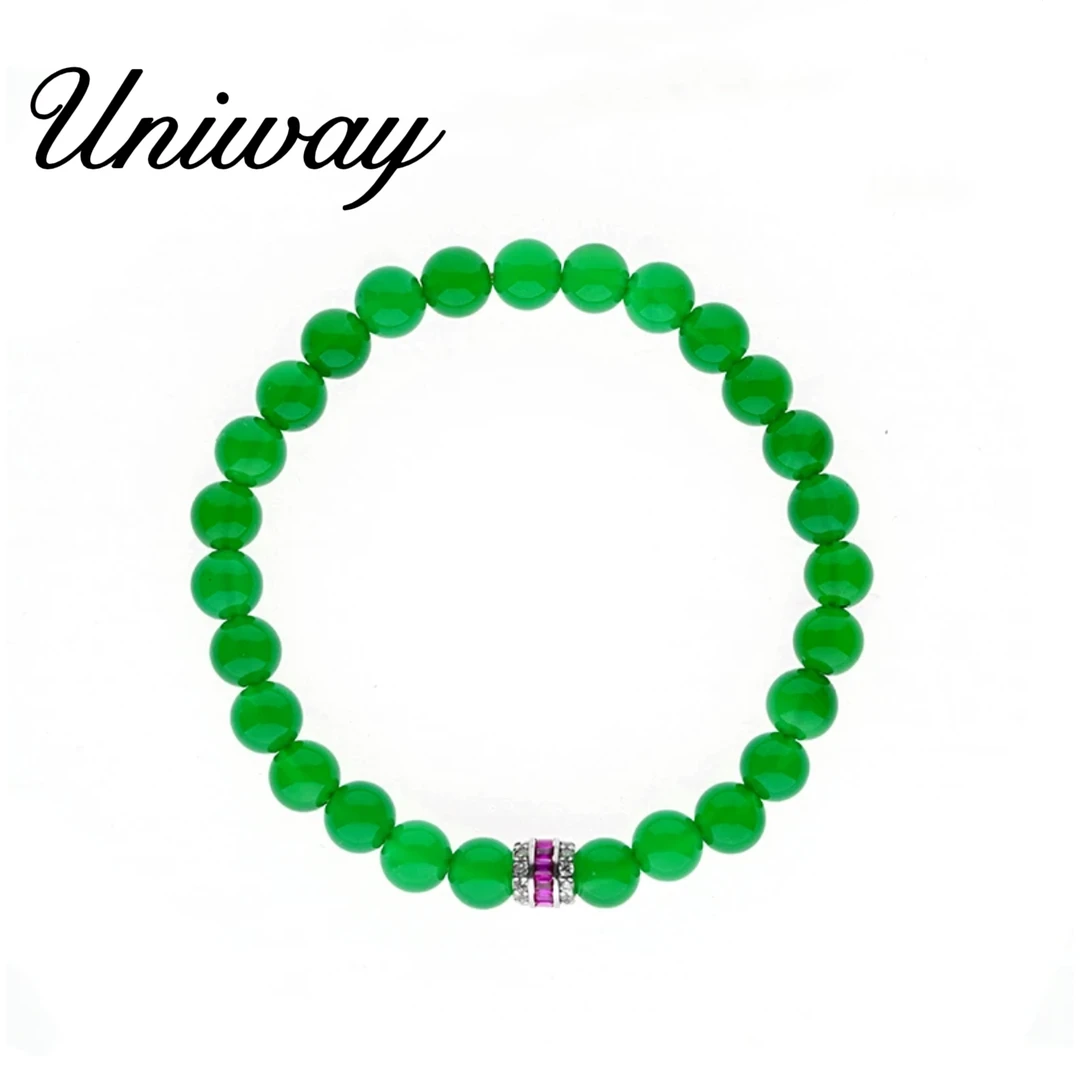925银手链 【Uniway】新中式手串 S925银 6mm圆珠富贵绿