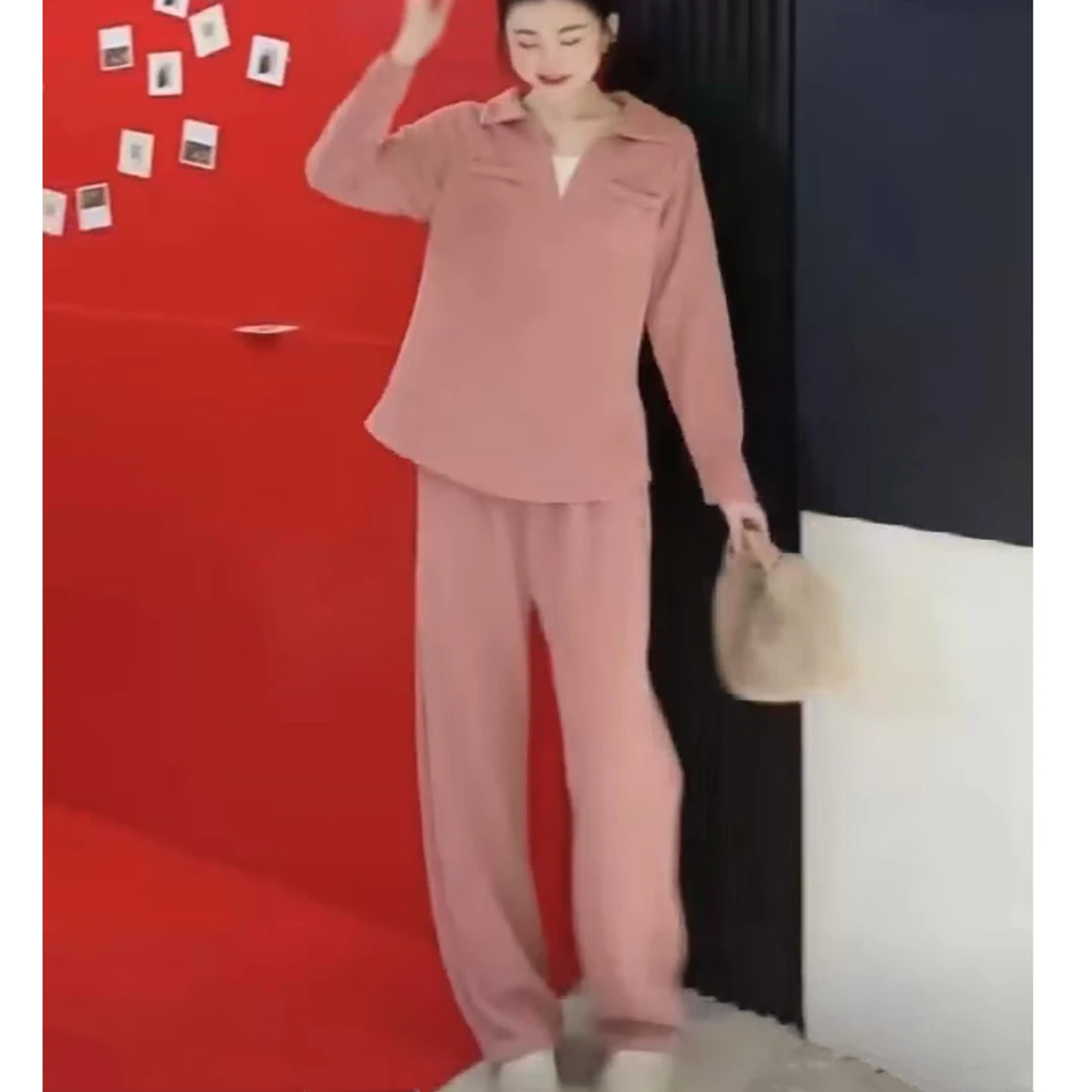 9575-2025年春季新款时尚洋气显瘦百搭上衣+裤子两件套