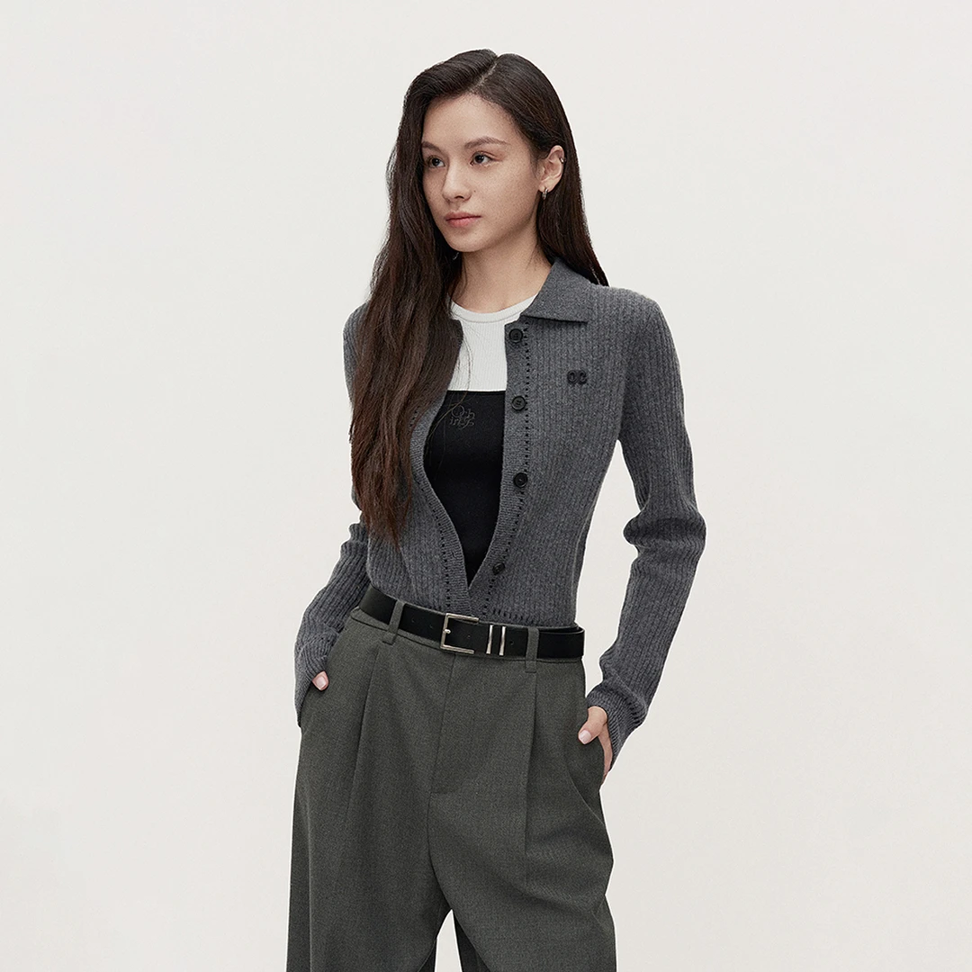 5537[赵老板专属]OCHIRLY欧时力澳大利亚100%美丽诺羊毛针织外套