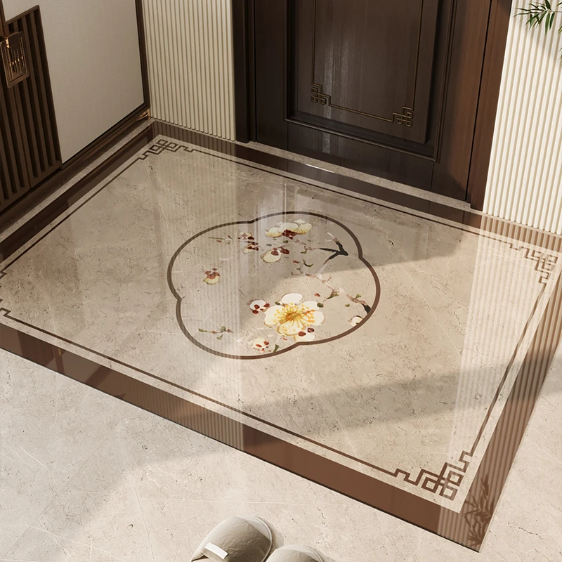 入户门地垫玄关大门口进门脚垫软玻璃透明地垫新中式国风防滑地毯