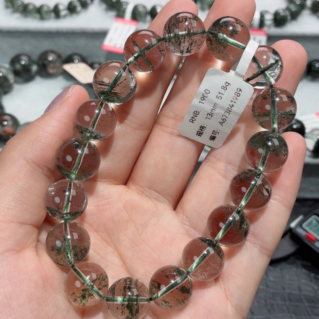 烟晶手链银S925镶嵌天然