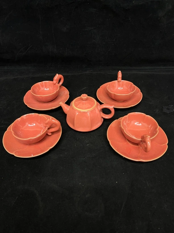 汝窑霁红釉套杯组合茶壶功夫茶具
