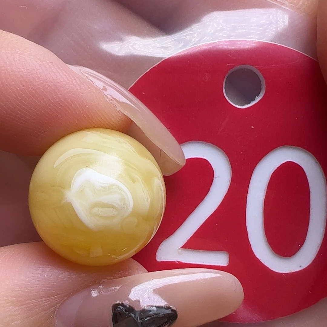 蜜蜡未镶嵌珠宝奇石微花粉14.8mm圆珠