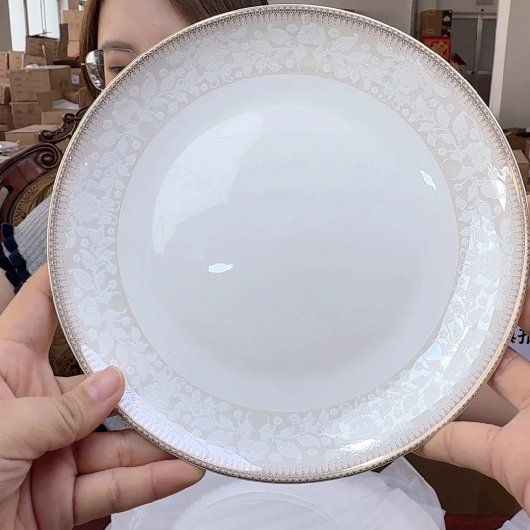 骨瓷高骨瓷8英寸月光盘20cm一个外贸骨瓷