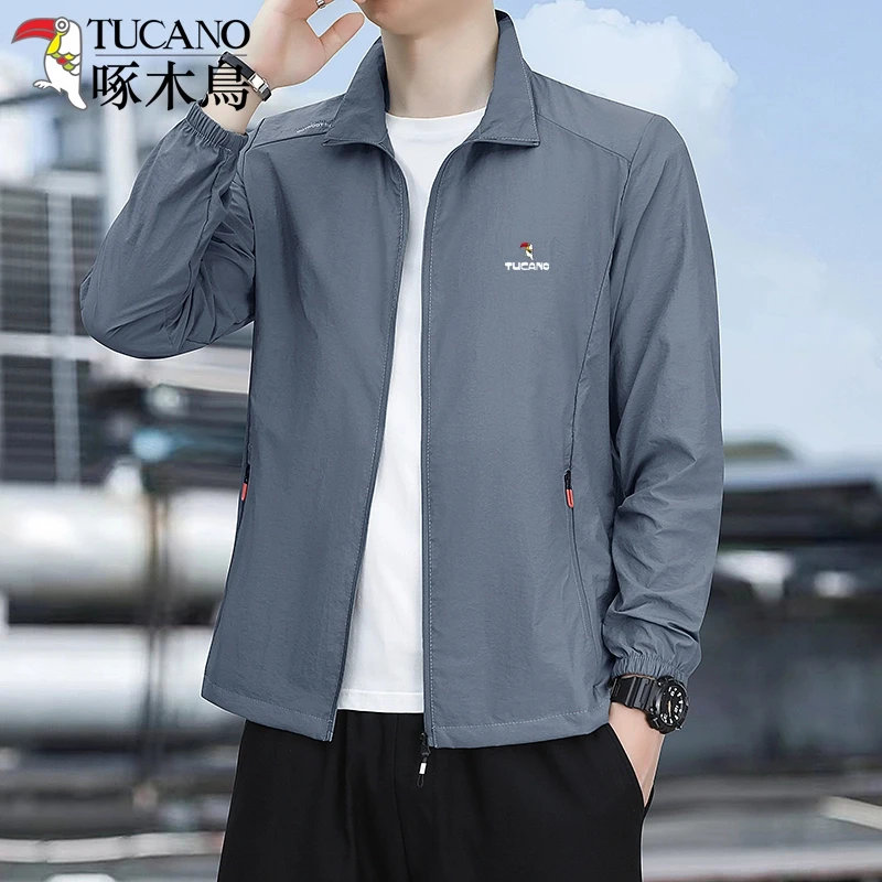 啄木鸟男装防晒服男外套防紫外线夏季宽松风衣立领超薄夹克皮肤衣