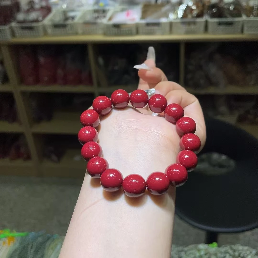 含辰砂工艺品高定珠宝朱砂1.4手串