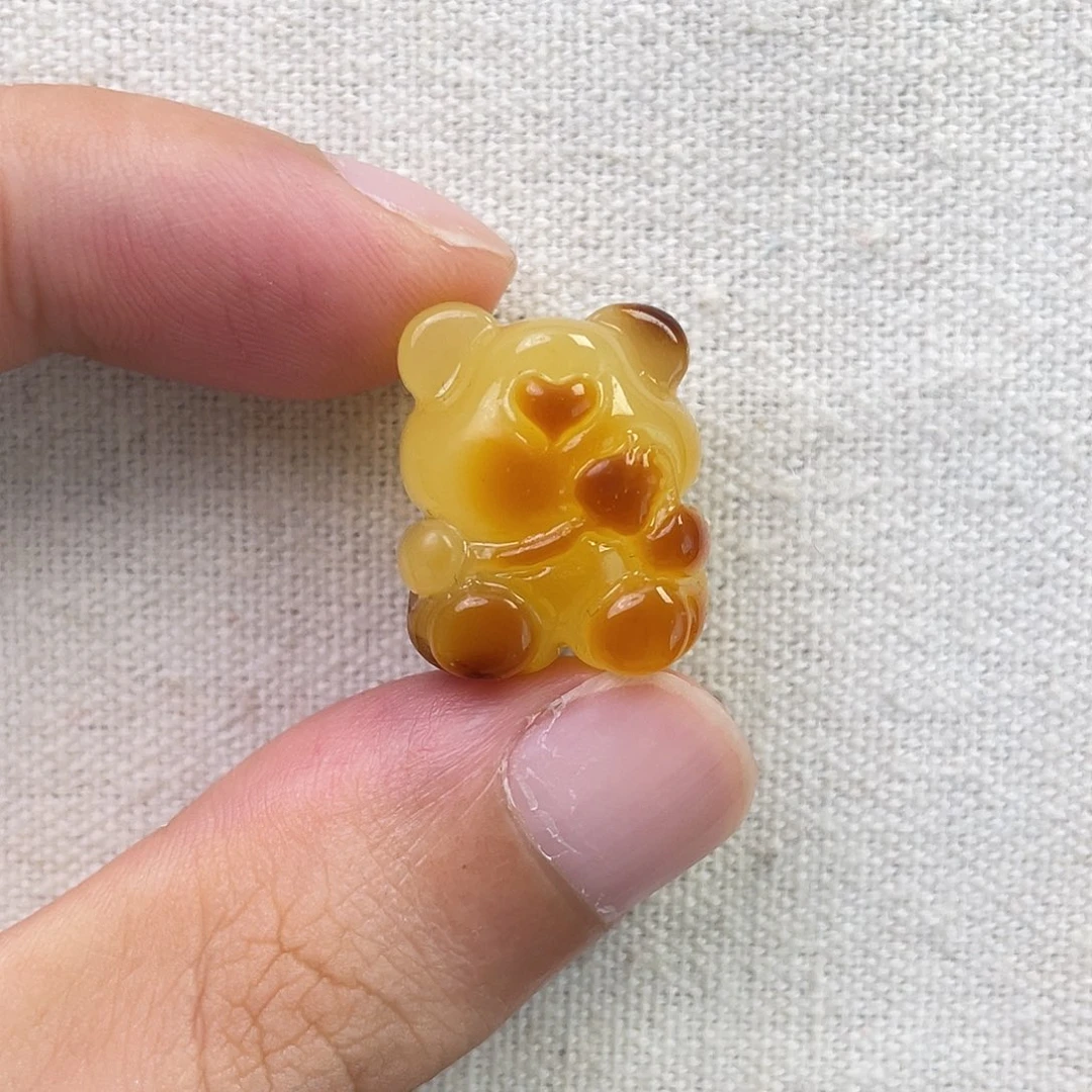 琥珀未镶嵌珠宝奇石小红花小熊
